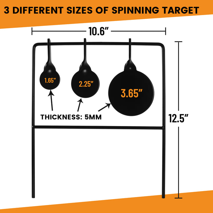 Precision Triple Gong Spinner Target - Rated for .22 Rimfire Rifles and .22 Handguns