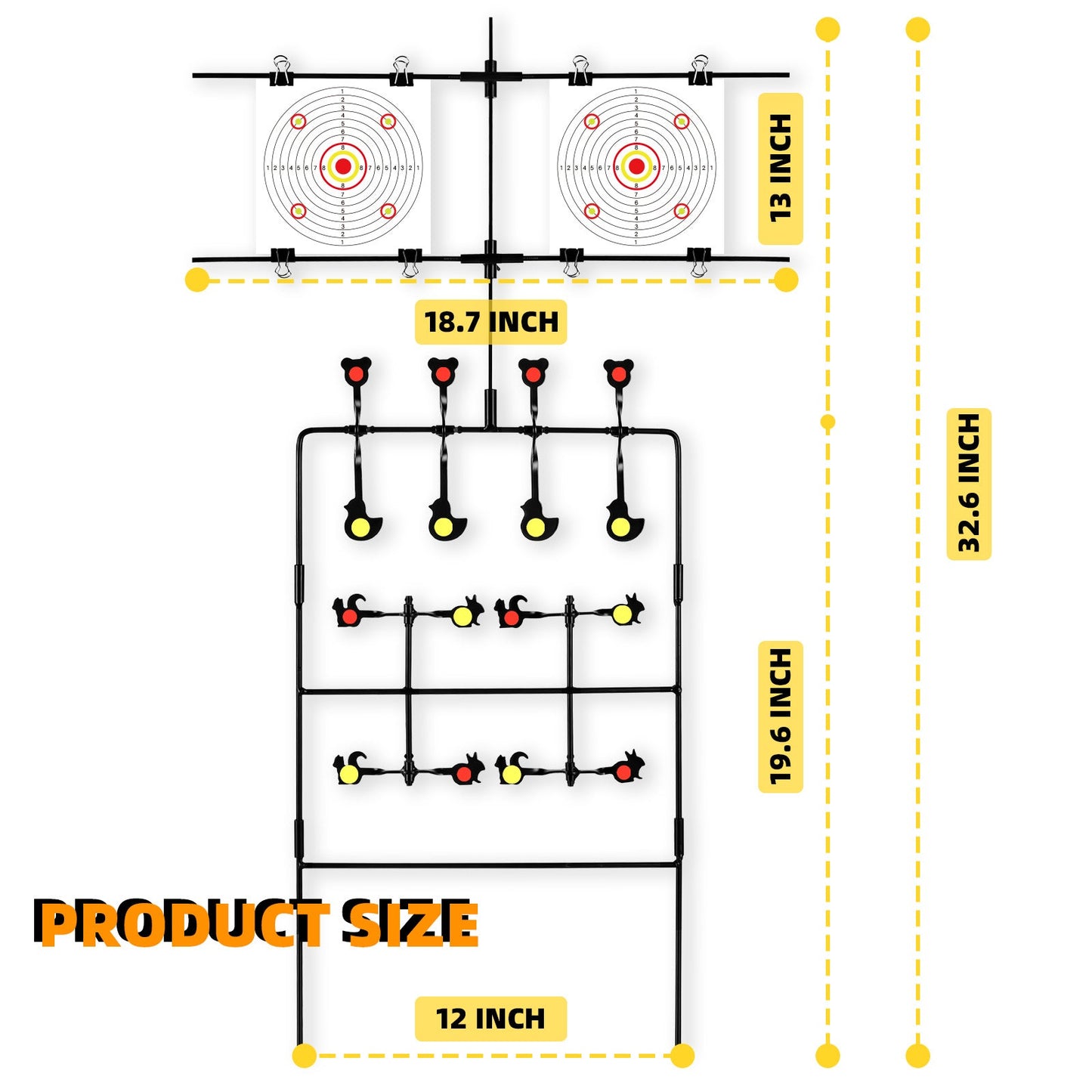 Resetting Multi-Shot Air Gun Pellet BB Gun Target 3-Section Detachable with Adjustable Paper Stand