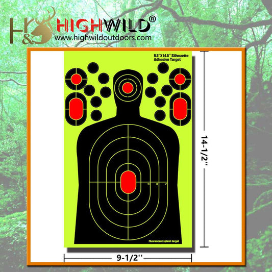 Tactical Silhouette 9.5" x 14.5" Splatter Target Stickers - Pack of 25