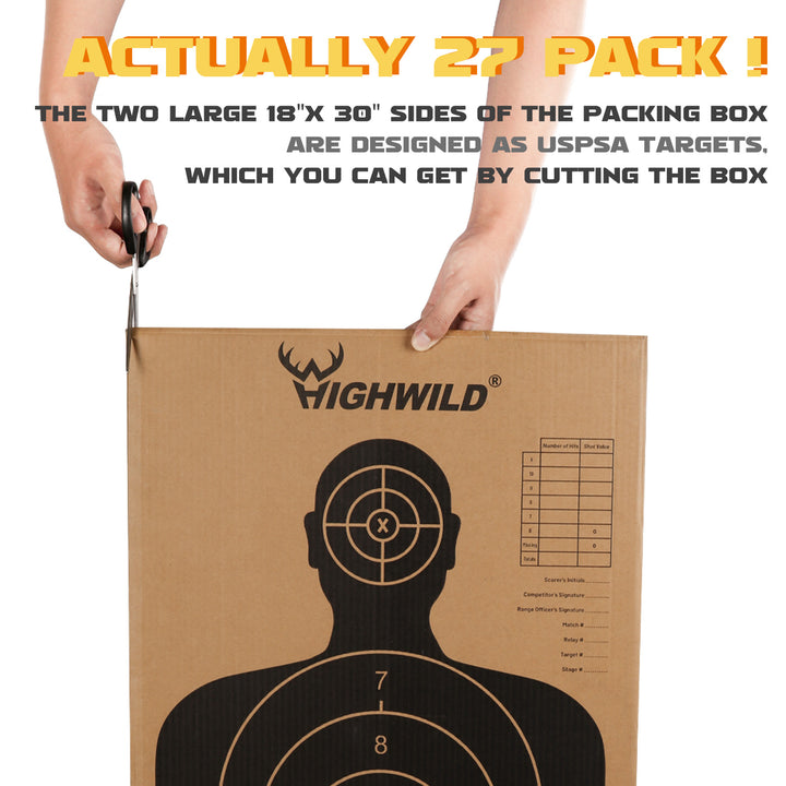 Premium Cardboard Shooting Targets - 18" x 30", Pack of 25