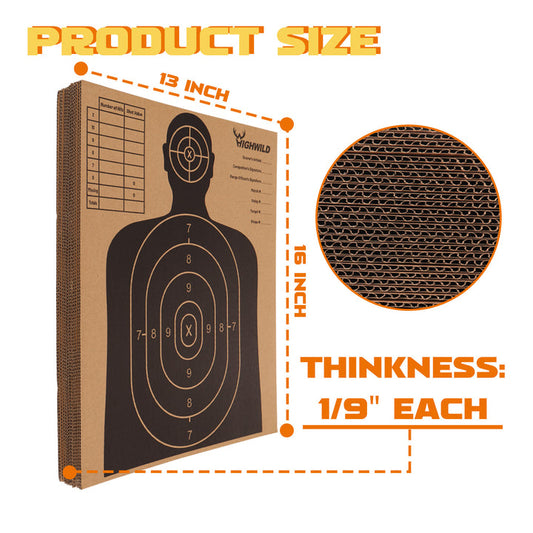 Premium Cardboard Shooting Targets - 13" x 16", Pack of 50